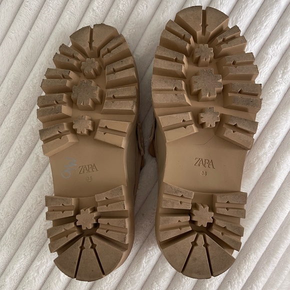 Zara Off White Buckle Leather Lug Sole Loafers - Picture 11 of 11